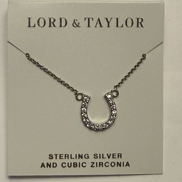 Lord & Taylor Jewelry - Lord & Taylor Sterling Silver and Cubic Zirconia Horseshoe Necklace NWT